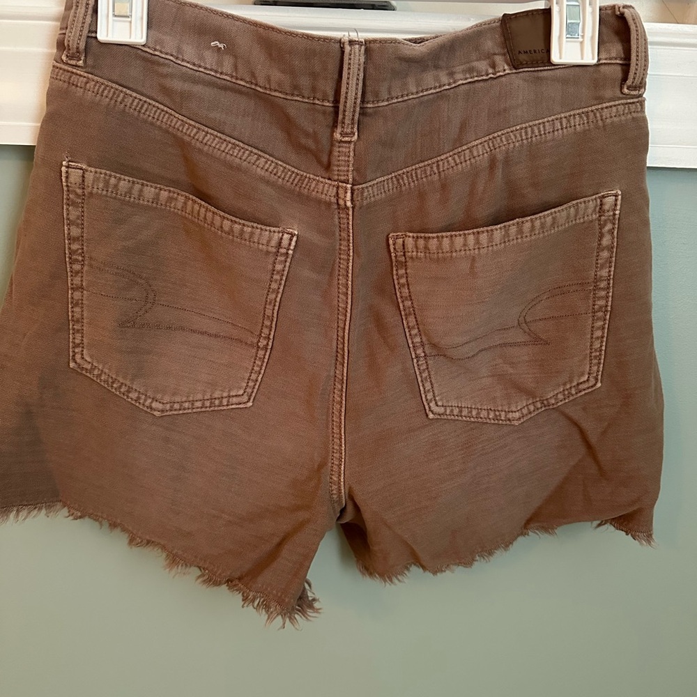 American Eagle Outfitters Brown Jean Shorts High-Waisted Frayed Hem